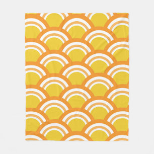 Cobertor De Velo Onda Japonesa Seigaiha Padrão Amarelo Laranja