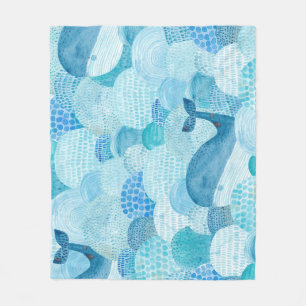 Cobertor De Velo Ondas, baleia, textura azul infantil