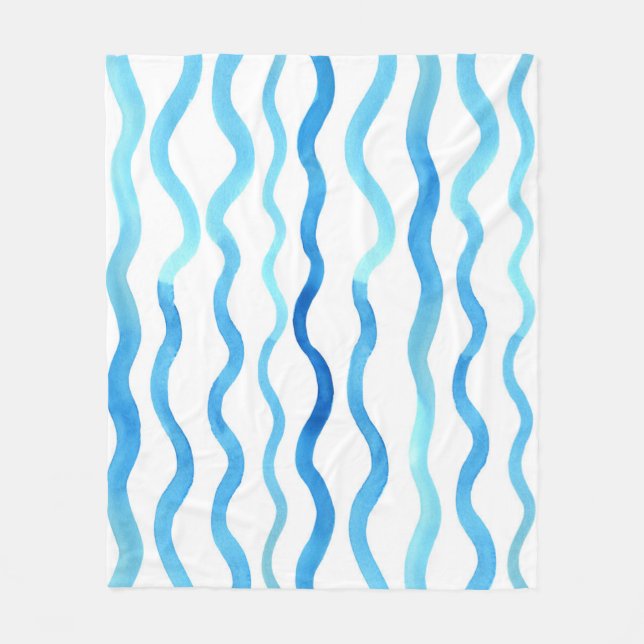 Cobertor De Velo Ondas De Aquarela: Turquesa Azul Sem Vista. (Frente)