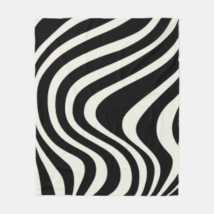 Cobertor De Velo Ondas de estilo retrô preto e branco