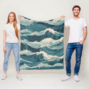 Cobertor De Velo Ondas de oceano azul