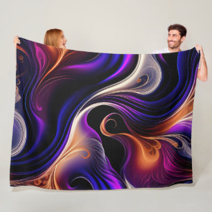 Cobertor De Velo Ondas Ígneas - Roxo, Laranja, Dourado Abstrato em 