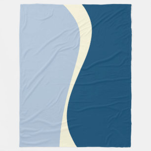 Cobertor De Velo Ondas Simples 2 em Azul Escuro, Azul Claro e Creme