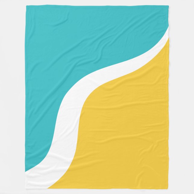 Cobertor De Velo Ondas Simples 3 - Turquesa e Amarelo (Frente)