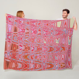Cobertor De Velo Ondas Zigzag Retro Frias e Abstratas em Vermelho e