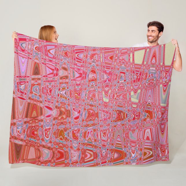 Cobertor De Velo Ondas Zigzag Retro Frias e Abstratas em Vermelho e (In Situ)