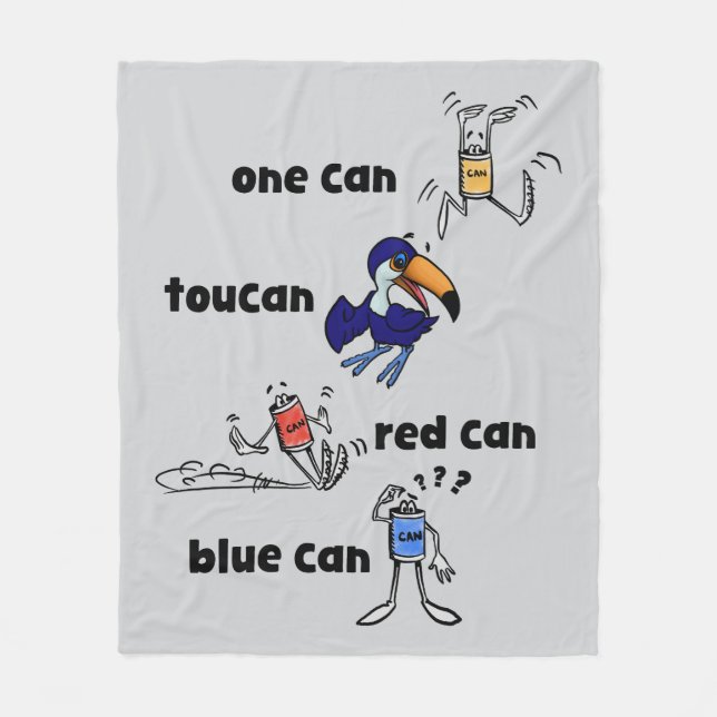 Cobertor De Velo One Can Toucan Red Can Blue Can Fleece Blanket (Frente)