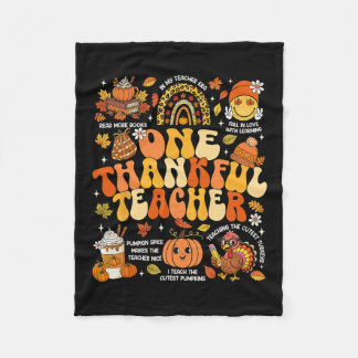 Cobertor De Velo One Thankful Teacher Thanksgiving Groovy Fall Autu