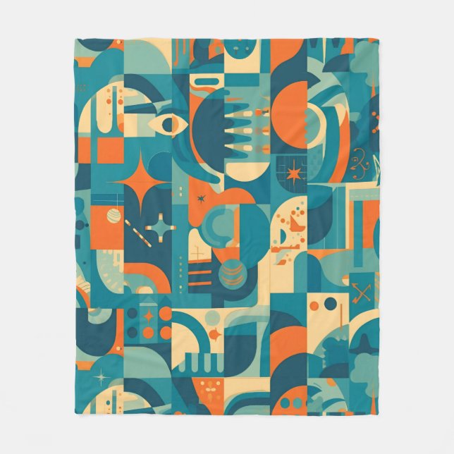 Cobertor De Velo Orange and Teal Geometric Abstract (Frente)