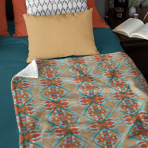 Orange Brown Aqua Turquoise Blue Arte Tribal