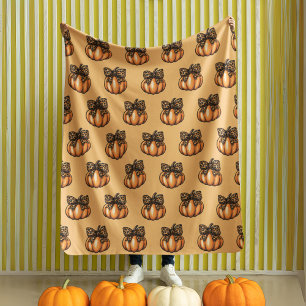 Cobertor De Velo Orange Coquette Autumn Leopart Pumpkin