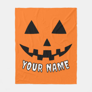 Cobertor De Velo Orange Pumpkin Personalizado Halloween Seu Nome