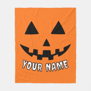 Cobertor De Velo Orange Pumpkin Personalizado Halloween Seu Nome