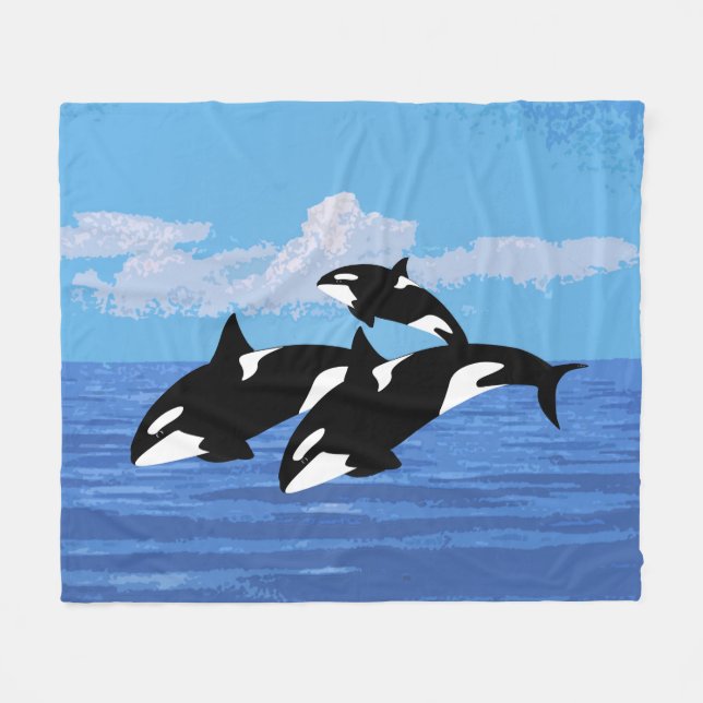 Cobertor De Velo Orcas Fleece Blanket (Frente (Horizontal))