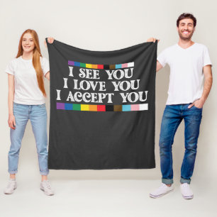 Cobertor De Velo Orgulho LGBT Eu Vejo Amor Aceito Você Apoiado
