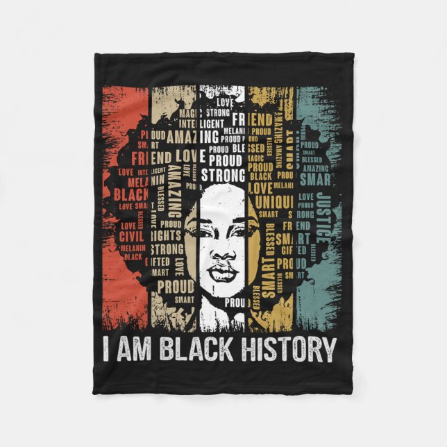 Cobertor De Velo Orgulhosa Mulher Afro-Americana Afro Eu Sou Histór (Frente)