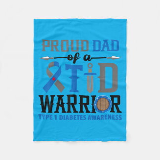 Cobertor De Velo Orgulhoso Pai De Um Guerreiro T1d Conscientização