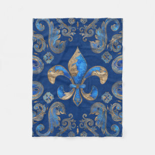 Cobertor De Velo Ornamento de luxo de Fleur-de-lis - mármore azul
