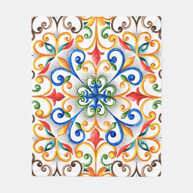 Cobertor De Velo ornamento majolica de aquarela (Frente)