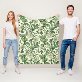 Cobertor De Velo Ornate dark green acanthus leaves pattern