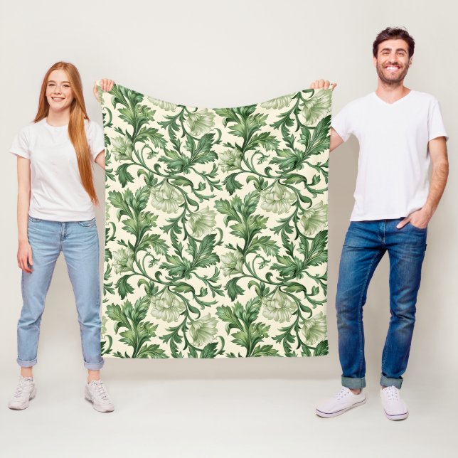 Cobertor De Velo Ornate dark green acanthus leaves pattern (In Situ)