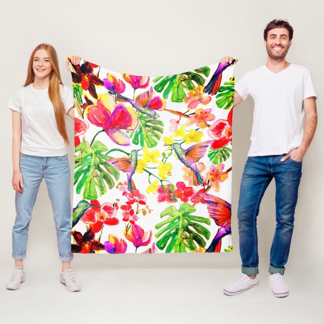 Cobertor De Velo Orquídeas E Aves De Flores Tropicais Elegantes (In Situ)