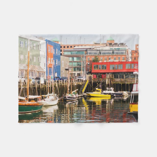 Cobertor De Velo Os barcos amarraram | Portland, Maine (Frente (Horizontal))