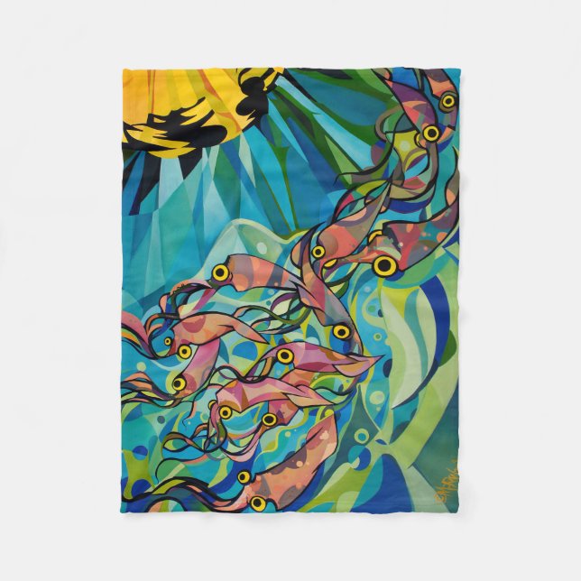 Cobertor De Velo Os calamares cobrem por Patrick Moran (Frente)