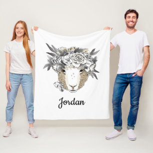 Cobertor De Velo Os carneiros florais do halo   adicionam seu nome