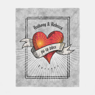 Cobertor De Velo Os corações Tattooed adicionam nomes e data