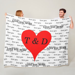 Cobertor De Velo Os Corações Vermelhos Te Ama Mais Monograma