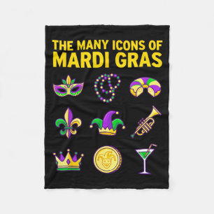 Cobertor De Velo Os Muitos Ícones do Gráfico Roxo Verde do Mardi Gr