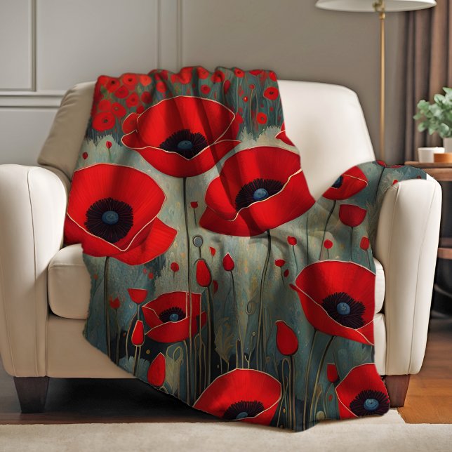 Cobertor De Velo Os Poppies (The Poppies Fleece Blanket from Ricaso. Stunning red poppy flower art throw. available in 3 sizes)