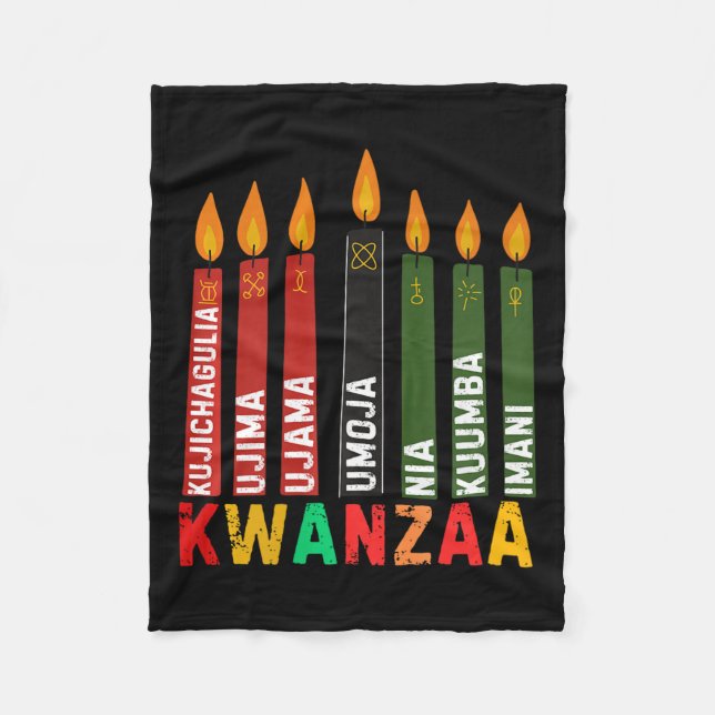 Cobertor De Velo Os Sete Princípios De Kwanzaa Kinara Happy Kwanz (Frente)