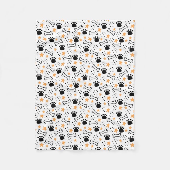 Cobertor De Velo Ossos, patas e estrelas (Frente)
