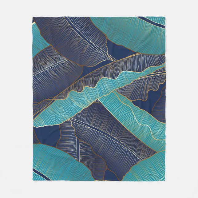 Cobertor De Velo Ouro Banana Leaf: Padrão De Luxo. (Frente)