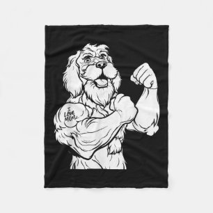 Cobertor De Velo Ouro Doodle Biceps Tatuagem - Cachorro Raça Pet I 