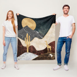 Cobertor De Velo Ouro Giraffe Desert Landscape & Marble Mountain