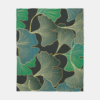 Cobertor De Velo Ouro luxuoso Ginkgo, arte vintage.