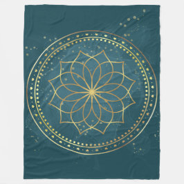 Cobertor De Velo Ouro Mandala em Teal