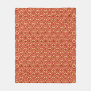 Cobertor De Velo Ouro mandala ondas em fundo vermelho