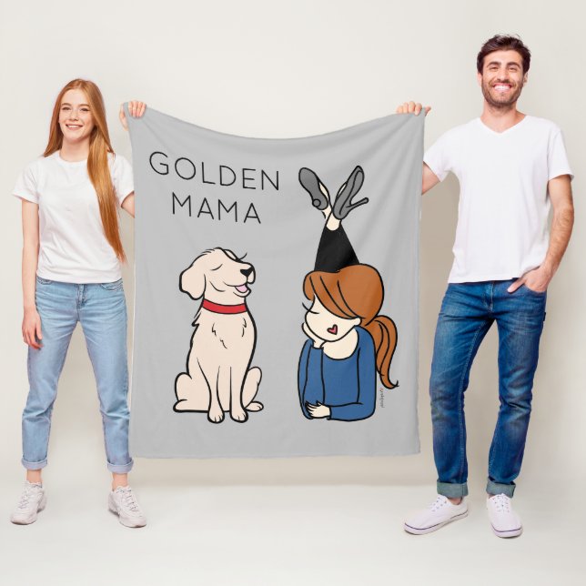 Cobertor De Velo Ouro Personalizado Retriever Mama Fleece Blanket (In Situ)