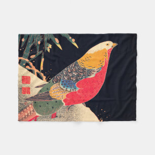 Cobertor De Velo Ouro Pheasant Vintage Bird Japonês Woodblock Pr