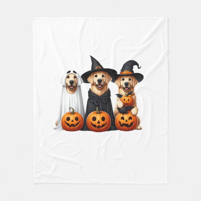 Cobertor De Velo Ouro Retriever Ghost Halloween Dog (Frente)