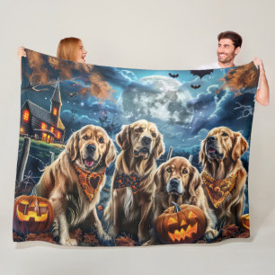 Cobertor De Velo Ouro Retriever Halloween Spooky