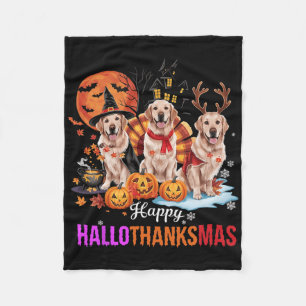 Cobertor De Velo Ouro Retriever Happy Hallothanksmas Halloween