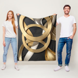 Cobertor De Velo Ouro Rings Abstrato - Design moderno de luxo