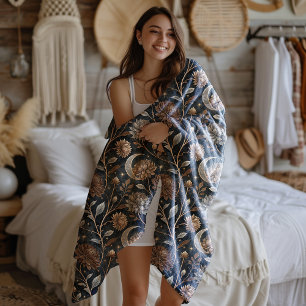 Cobertor De Velo Ouro Twilight Floral Moonlit Peonies