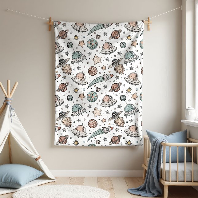 Cobertor De Velo Outer Space Blanket Boy Baby Shower Gift Rocket (Outer Space Blanket Boy Baby Shower Gift Rocket)