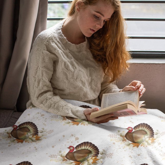 Cobertor De Velo Outono Queda Ação de Graças na Turquia (Simple thanksgiving turkey pattern blanket.)